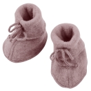 Upon order: Baby bootees with ribbon and flatlock seam, rosewood