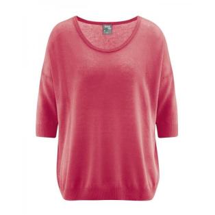 Women cotton-hemp pullover, red