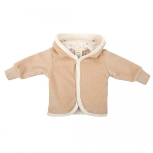 Baby velour jacket with hoodie, brown