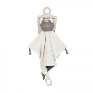 Comforter with wooden teether - Cat