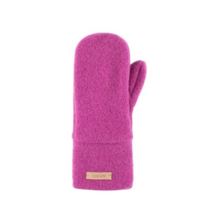 Wool fleece mittens, fuxia