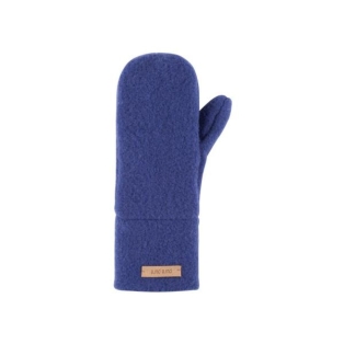 Wool fleece mittens, blue