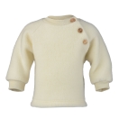 Upon order: Baby wool raglan sweater with wooden buttons, natural