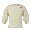 Upon order: Baby wool raglan sweater with wooden buttons, natural