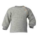 Upon order: Baby wool raglan sweater with wooden buttons, light grey