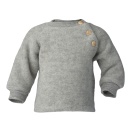 Upon order: Baby wool raglan sweater with wooden buttons, light grey