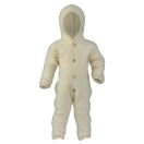 Upon order: Hooded baby wool fleece overall, natural