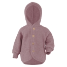 Upon order: Baby hooded jacket with wooden buttons, rosewood