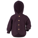 Upon order: Baby hooded jacket with wooden buttons, lilac melange