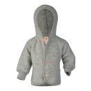Upon order: Baby hooded jacket with wooden buttons, light grey