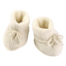 Upon order: Baby bootees with ribbon and flatlock seam, natural