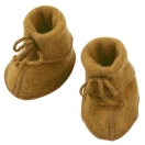 Upon order: Baby bootees with ribbon and flatlock seam, saffron
