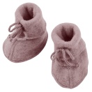 Upon order: Baby bootees with ribbon and flatlock seam, rosewood