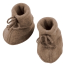 Upon order: Baby bootees with ribbon and flatlock seam, walnut