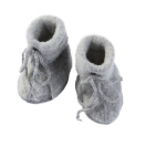 Upon order: Baby bootees with ribbon and flatlock seam, light grey