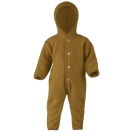 Upon order: Hooded baby wool fleece overall, saffron