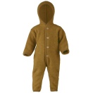 Upon order: Hooded baby wool fleece overall, saffron