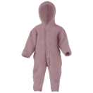 Upon order: Hooded baby wool fleece overall, rosewood