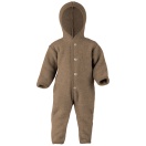 Upon order: Hooded baby wool fleece overall, walnut