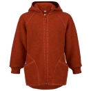 Upon order: Baby boiled wool hooded jacket with zipper, lava