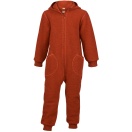 Upon order: Hooded boiled wool overall with zipper, lava