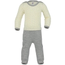 Upon order: Baby wool-silk overall, with cuffs to close at the legs, printed