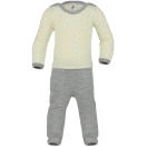 Upon order: Baby wool-silk overall, with cuffs to close at the legs, printed