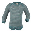 Upon order: Baby wool-silk envelope-neck body long sleeved, light grey-ice blue