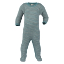 Upon order: Baby wool-silk sleep overall, light grey-ice blue