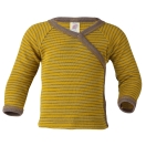 Upon order: Baby wool-silk long sleeved shirt, with press-studs on the side, saffron-walnut