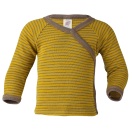 Upon order: Baby wool-silk long sleeved shirt, with press-studs on the side, saffron-walnut