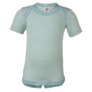 Upon order: Baby wool-silk envelope-neck body short sleeved, glacier-natural