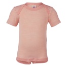 Upon order: Baby wool-silk envelope-neck body short sleeved, salmon-natural