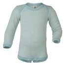 Upon order: Baby wool-silk envelope-neck body long sleeved, glacier-natural