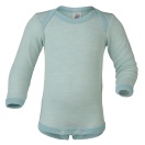 Upon order: Baby wool-silk envelope-neck body long sleeved, glacier-natural