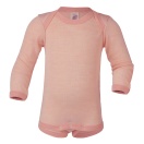 Upon order: Baby wool-silk envelope-neck body long sleeved, salmon-natural