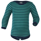 Upon order: Baby wool-silk  long sleeved body with press studs on the shoulders, ice blue-navy blue