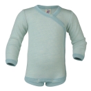 Upon order: Baby wool-silk  long sleeved body with press studs on the side, glacier-natural