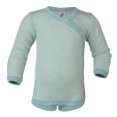 Upon order: Baby wool-silk  long sleeved body with press studs on the side, glacier-natural