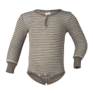 Upon order: Baby wool-silk long sleeved body with press studs in front, walnut-natural