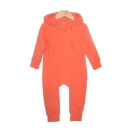 Eco cotton fleece kids overall with two zippers, orange.