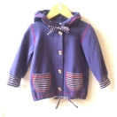 Eco cotton hooded jacket, jacket with buttons, purple