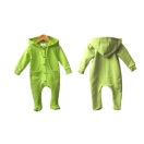 Eco cotton fleece kids overall with buttons, green
