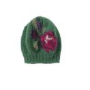 Jaquard flower hat. Green