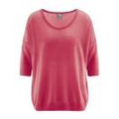 Women cotton-hemp pullover, red