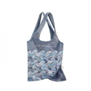 Foldable shopping bag with waves, blue
