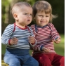 Children's vest long sleeved, red/natural